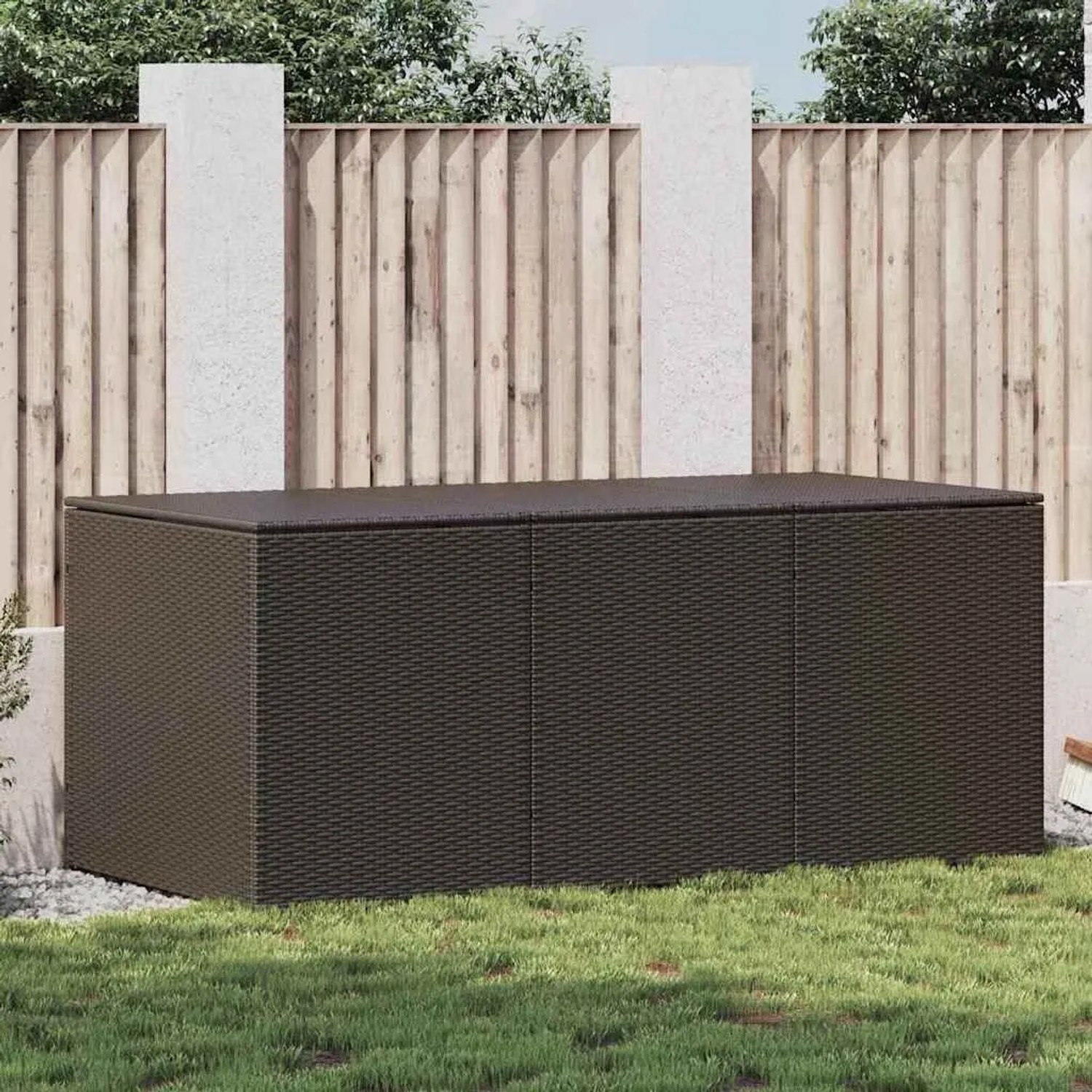 Woonisher Gartenbox Poly Rattan – 180x90x70 Cm, Braun – Aufbewahrungsbox Für Auflagen, Kissen & Co