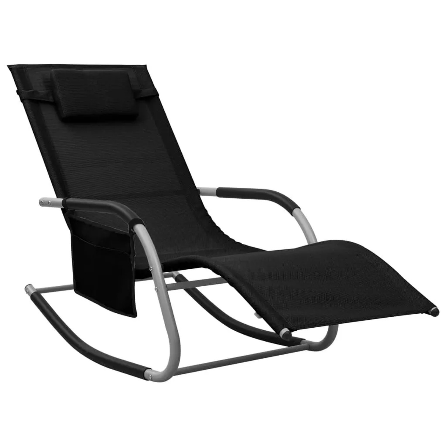 Furnicato Sonnenliege Aus Textilene Mit Pulverbeschichtetem Stahlgestell 149x62x88 Cm Schwarz Und Grau