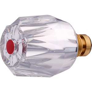 Acrylknauf 21 mm mit roter Markierung zur Warmwasserregulierung für Armaturen.