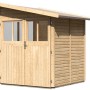 Karibu Holz-Gartenhaus Kristiansund, unbehandelt, mit Pultdach und Doppeltür.