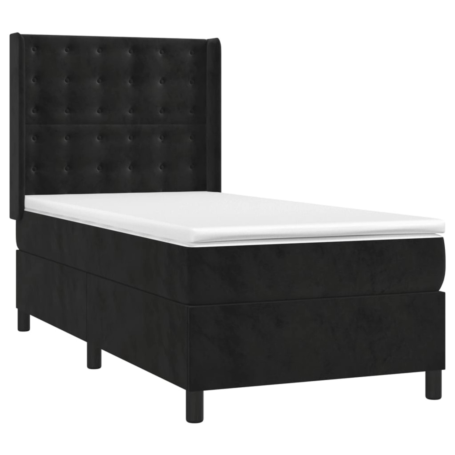 vidaXL Boxspringbett mit Matratze & LED Schwarz 90x190 cm Samt 3139777 günstig online kaufen