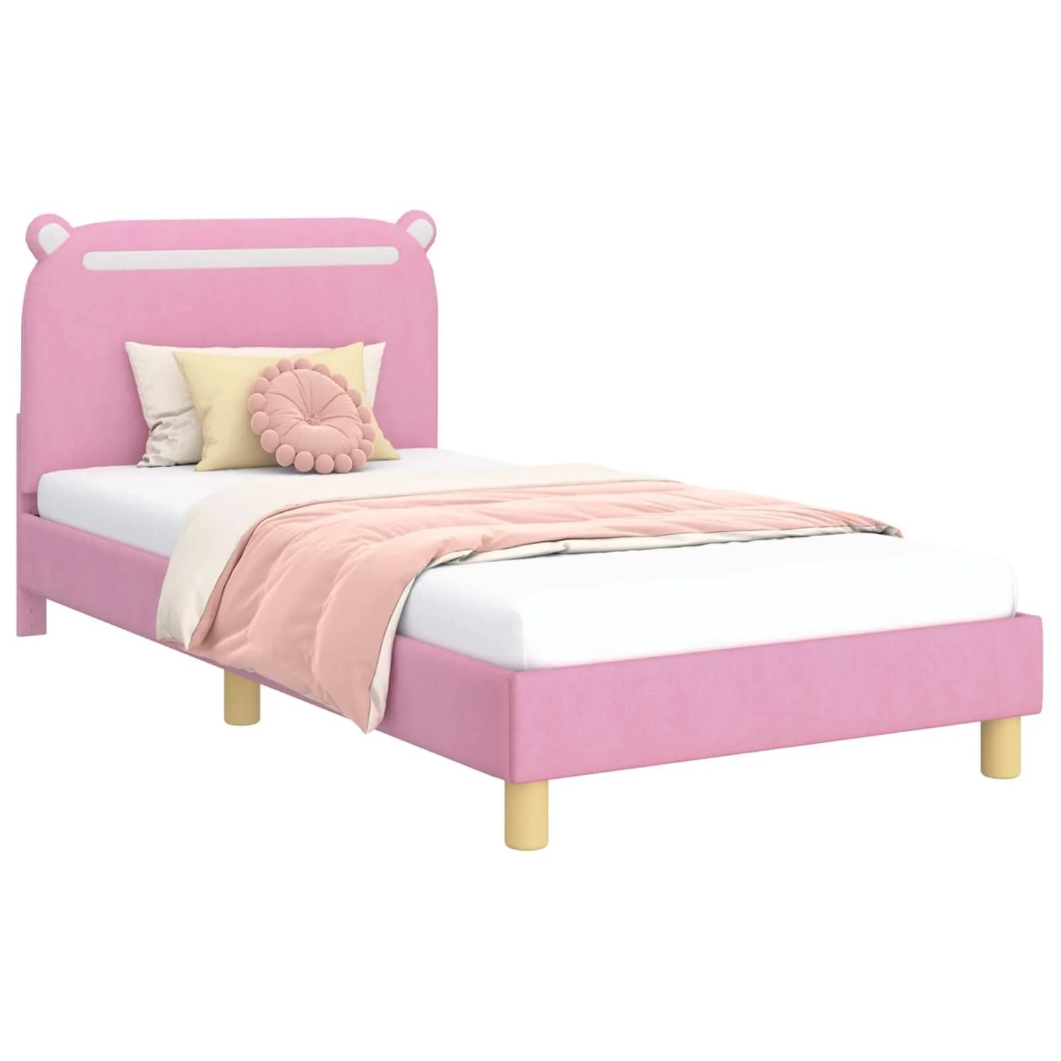 vidaXL Kinderbettgestell mit Kopfteil Rosa 90 x 200 cm Stoff 42011227 günstig online kaufen