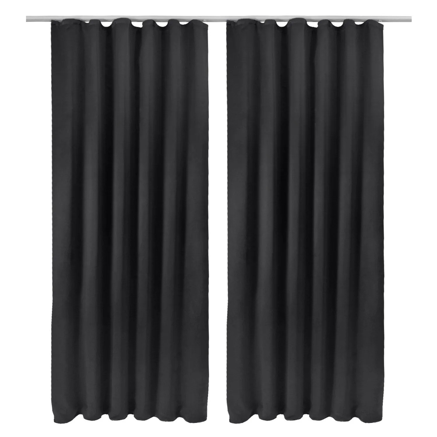 Beautissu Amelie BK Vorhang mit Kräuselband 140x245cm Schwarz 2tlg