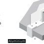 Klemmfuß Klein, 45mm Spannweite, Eloxal Silber, zur Befestigung von Hygieneschutz-Elementen.