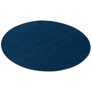 Runder, dunkelblauer Kurzflorteppich Joy Velours, 133cm Durchmesser.
