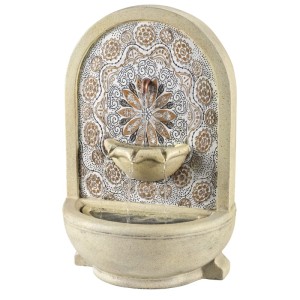 Marelida Brunnen Rund Wandbrunnen Standbrunnen Außentrafo Natur Zierbrunnen H 54cm