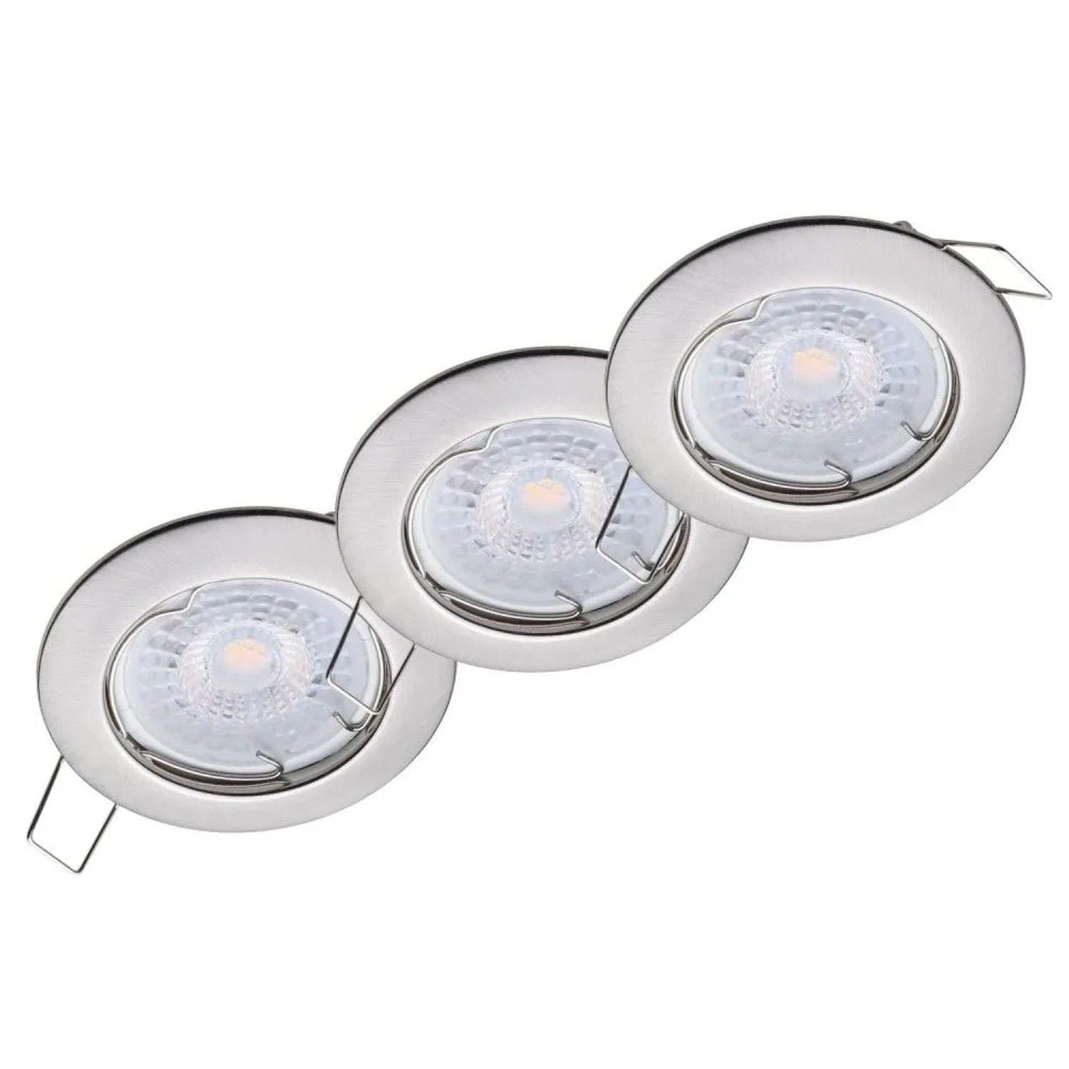 Oktaplex Sedan 3er Set LED-Einbaustrahler Neutralweiß 4000K 4,8W Edelstahl-Optik Downlights 230V Flach Lochmaß 60 mm