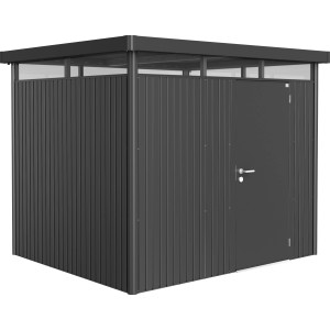 Biohort HighLine Gerätehaus, dunkelgrau-metallic, 5,6 m² mit Einzeltür.