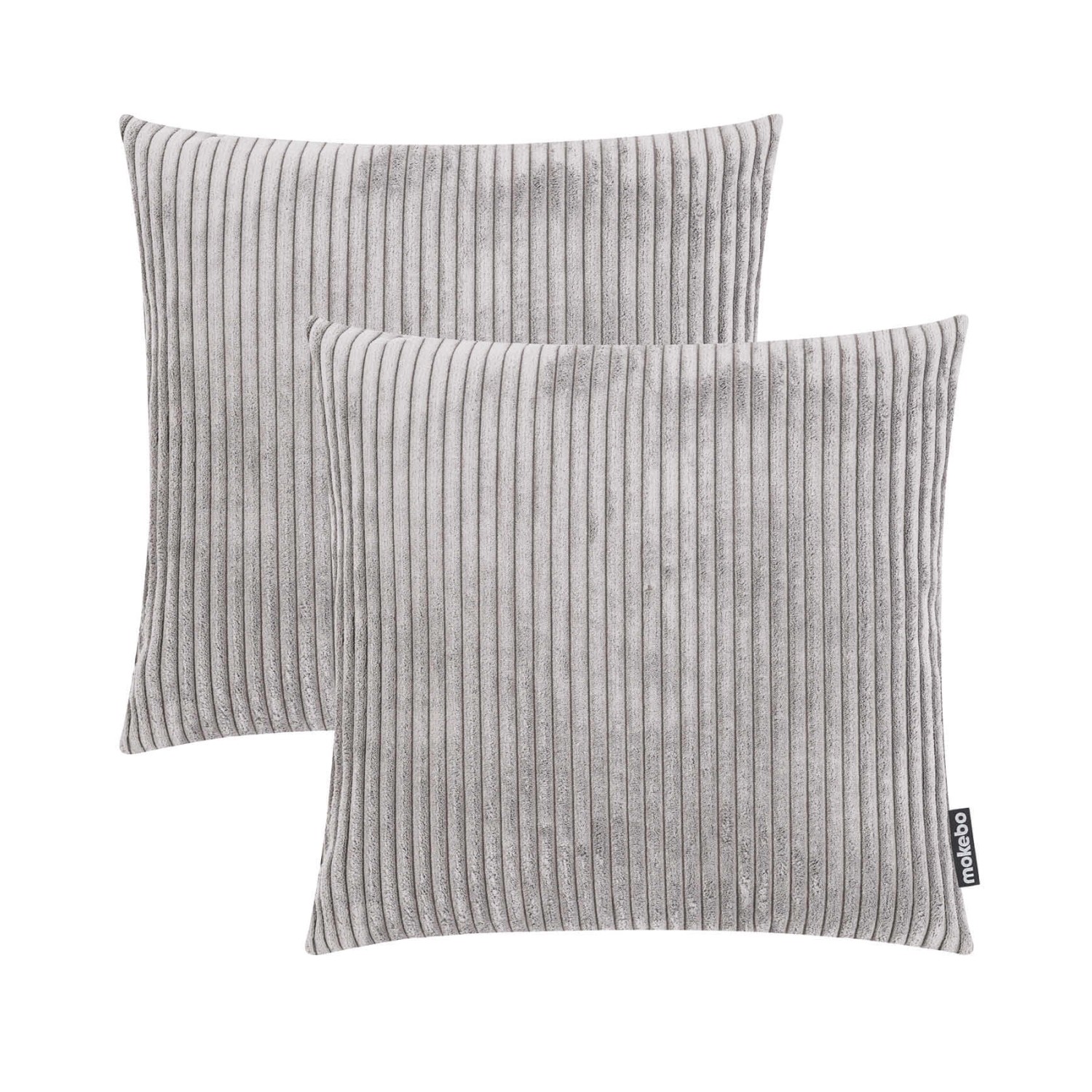 mokebo Dekokissen Set Die Kuschelbuddies 2er-Set Cordkissen mit Füllung in Grau