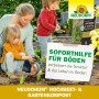 Familie pflanzt mit Neudorff Neudohum Hochbeet- & Gartenkompost Pflanzen im Garten.