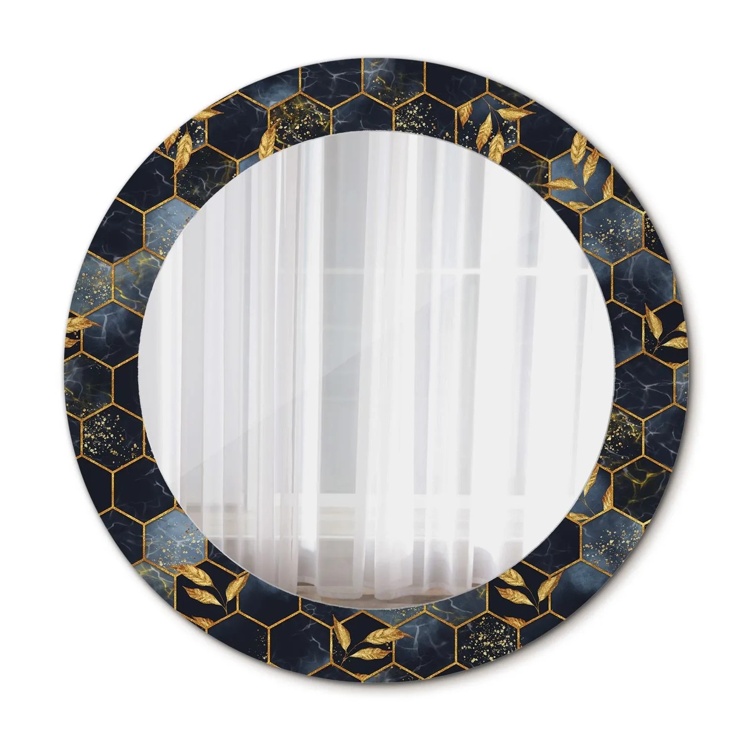 Tulup Spiegel mit Motivdruck Sechseckiger Marmor 60x60 cm Runder Spiegel Au günstig online kaufen