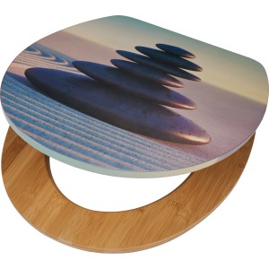baliv WC-Sitz Holena mit Steine am Strand Motiv und Holzkern, Absenkautomatik.