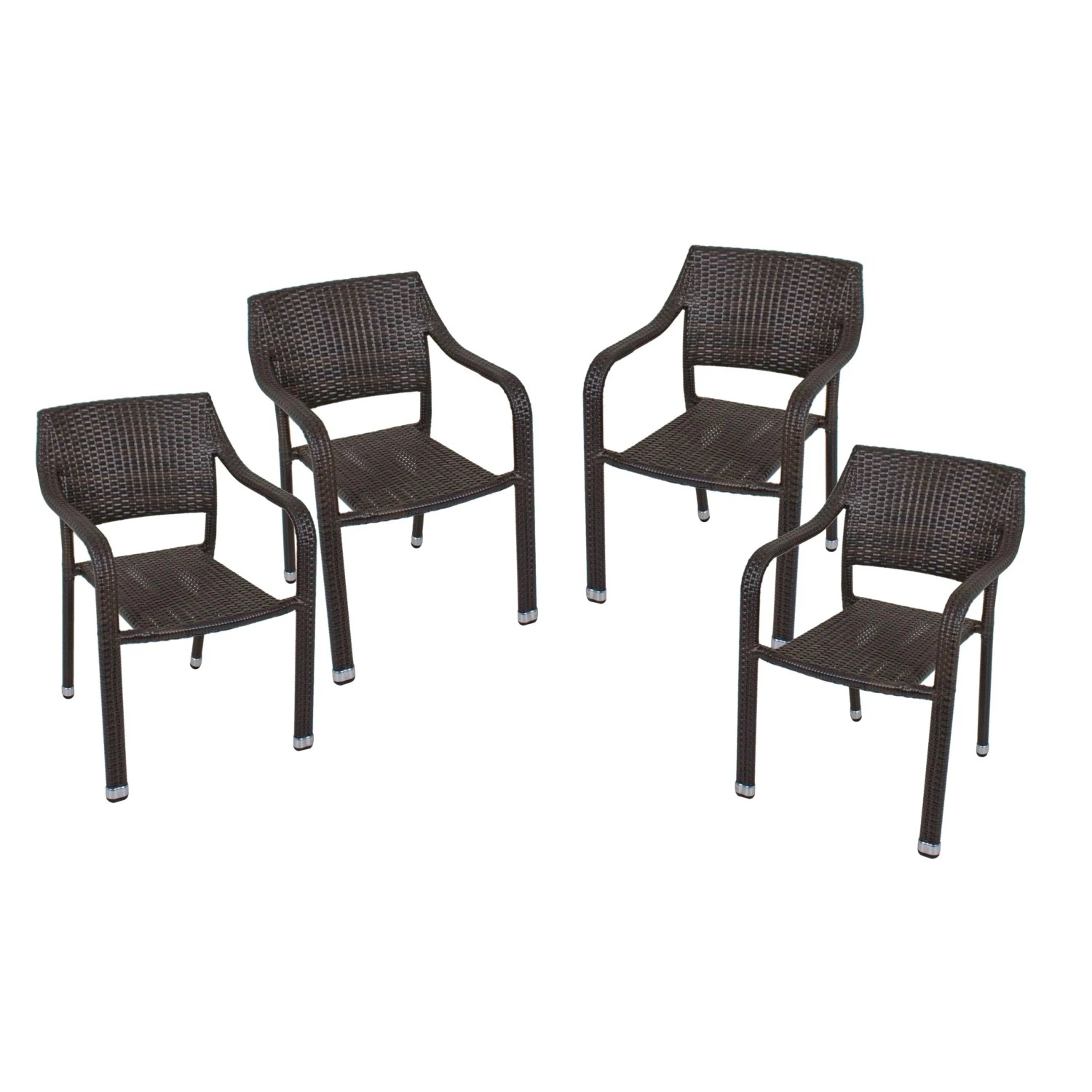 DELUKE Gartenstuhl 4er Set VITO Kunststoff Coffee Stapelstuhl Wetterfest Gartenstühle Outdoor Essstühle