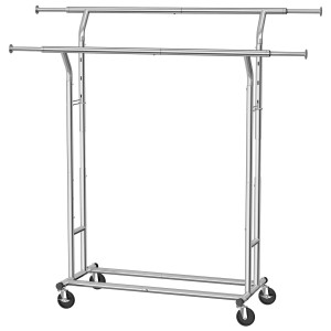 Songmics Kleiderständer Pataye, Schwerlast, Metall, Silber, ausziehbar und höhenverstellbar.