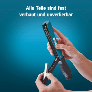 Novus Hammertacker J-033 beim Nachladen von Flachdrahtklammern Typ G.