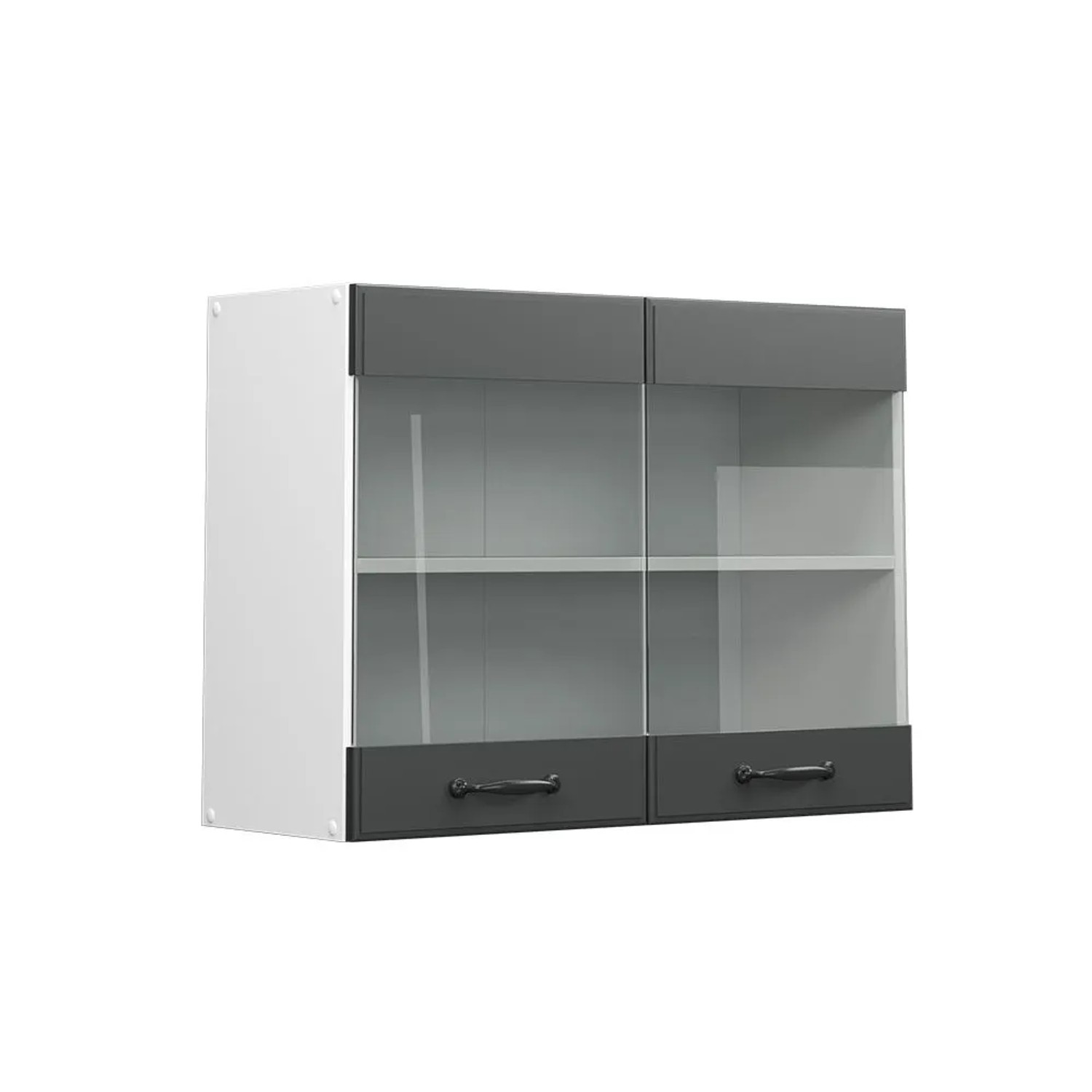 Vicco Küchenglasschrank R-Line Glashängeschrank Anthrazit Landhaus Weiß 80 cm