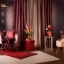 Hochflor-Teppich Blush Bordeaux, 140x80 cm, im eleganten Wohnambiente.