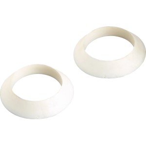 Zwei weiße Keildichtungen 1 1/4 aus Gummi für Siphons in Bad, Küche oder WC.