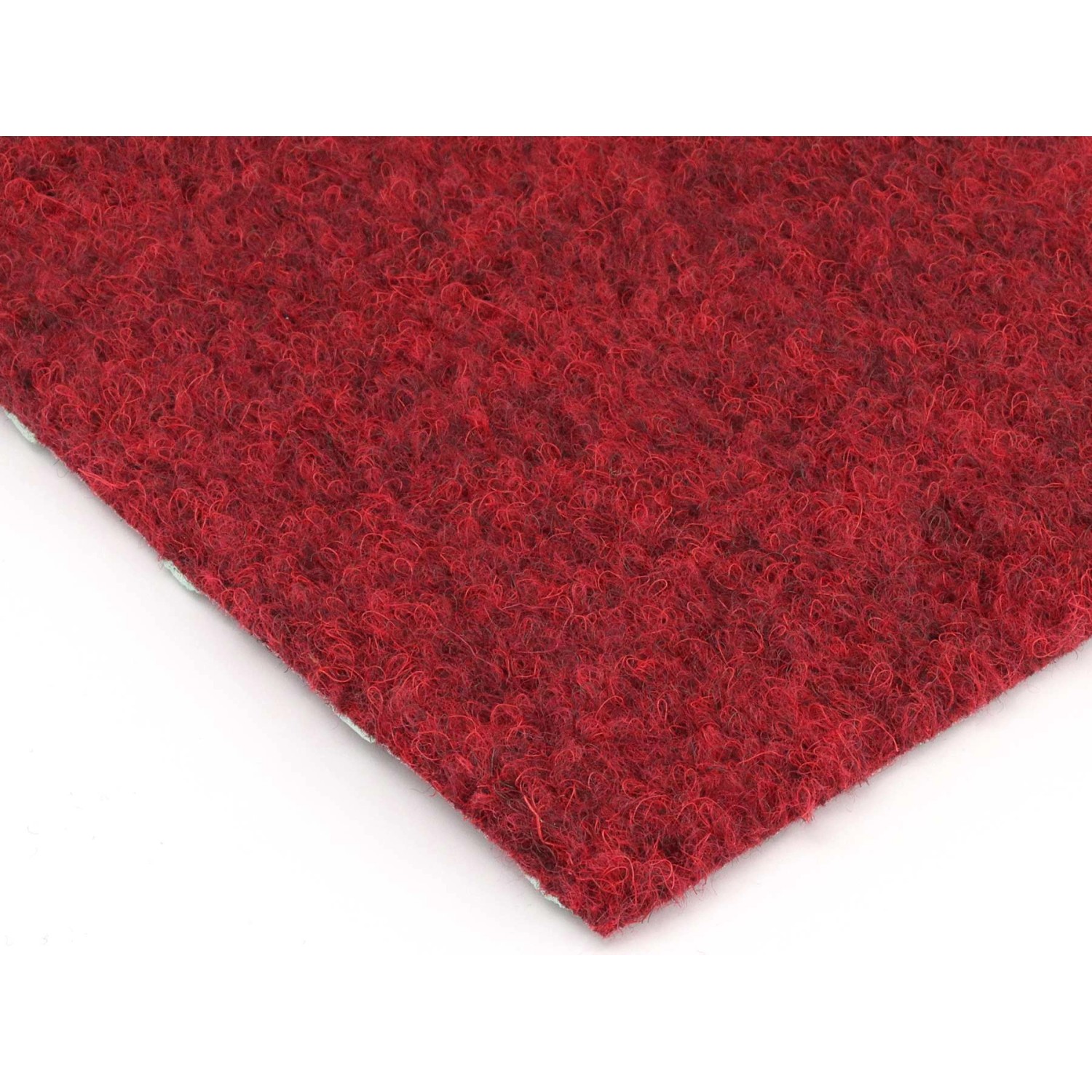 Nahaufnahme: Roter Primaflor Rasenteppich 4,00m x 8,50m. Kunstrasen für Balkon und Terrasse.