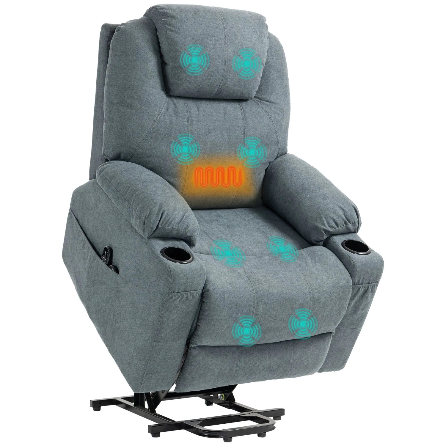 HOMCOM Elektrischer Aufstehsessel Polyester Metall Dunkelgrau