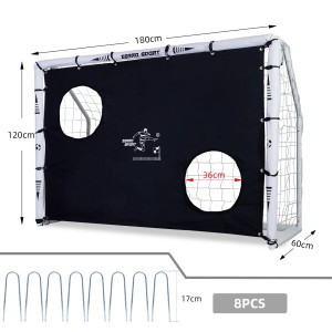 Weißes CCLIFE Fußballtor 180cm mit Torwand für Garten und Training.