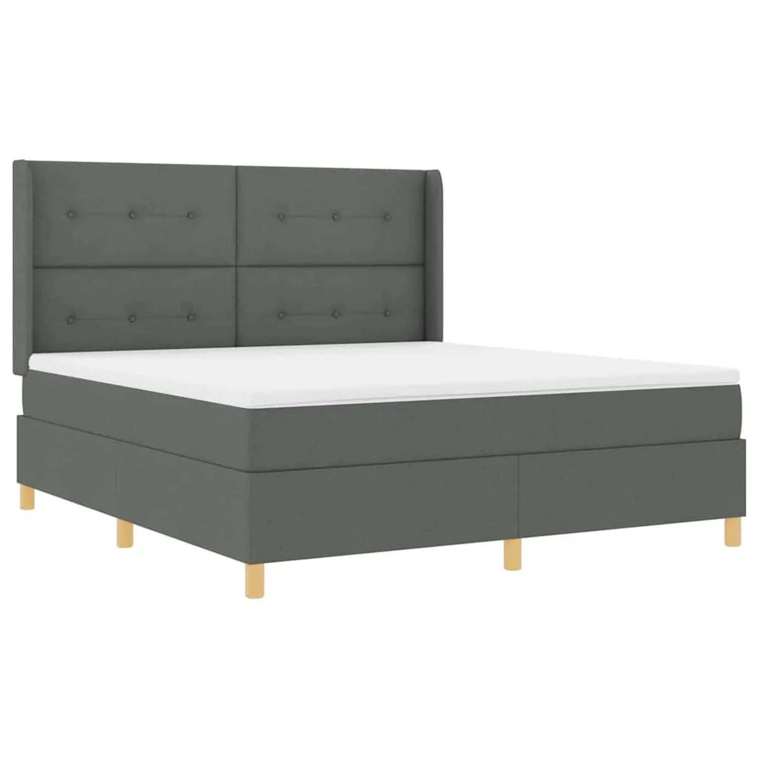vidaXL Boxspringbett mit Matratze mit Kopfteil Grau 140 x 200 cm Stoff 3343708