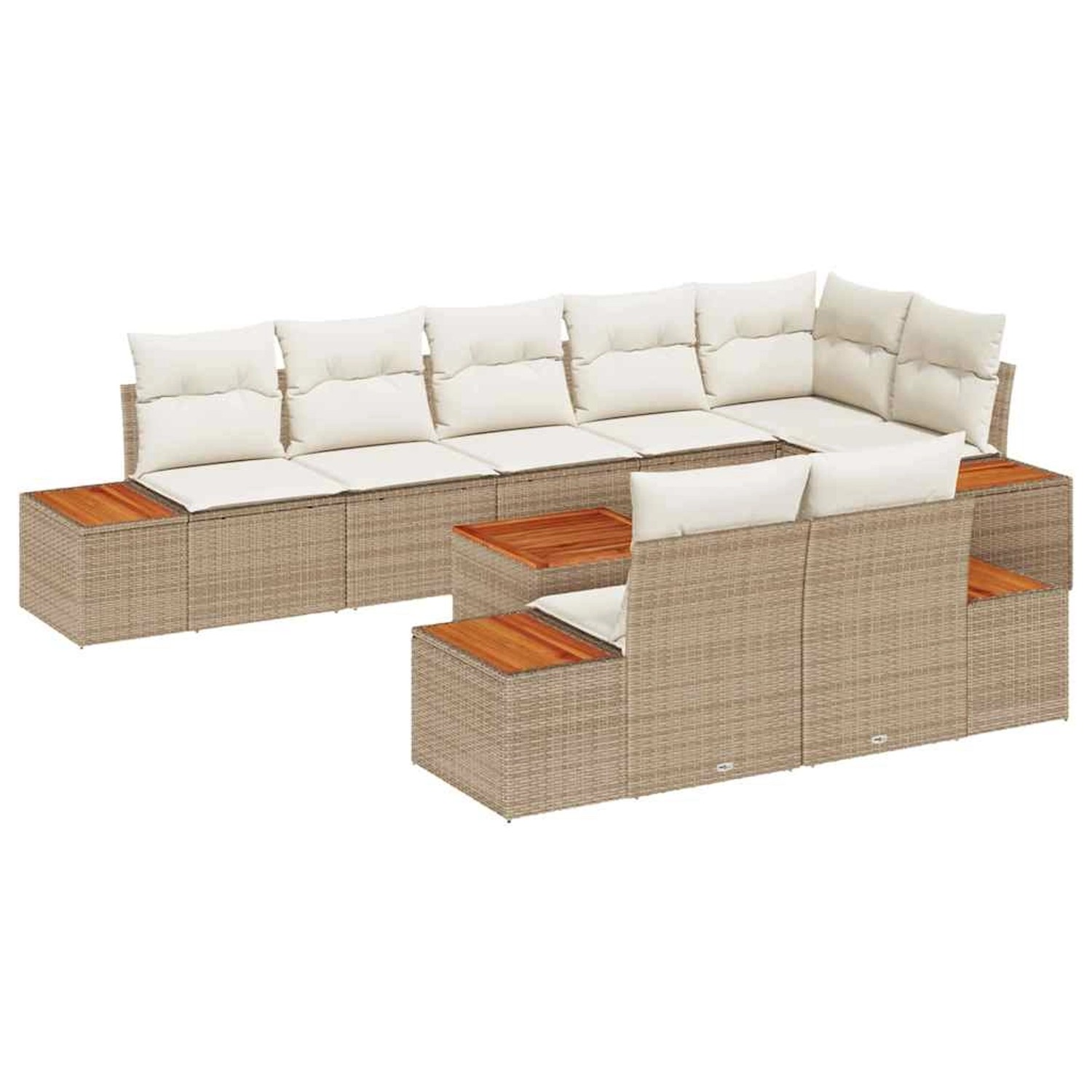vidaXL Garten-Sofa-Set mit Kissen 9-Tlg Beige Poly Rattan 3348117 günstig online kaufen