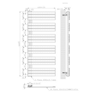 AICA Badheizkörper Handtuchwärmer 159.9x50cm 887W Anthrazit Handtuchtrockner mit Seitenanschluss