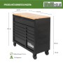 TRUTZHOLM Werkstattwagen Star XL, unbestückt, schwarz-grau, mit 12 Schubladen und Holzplatte.