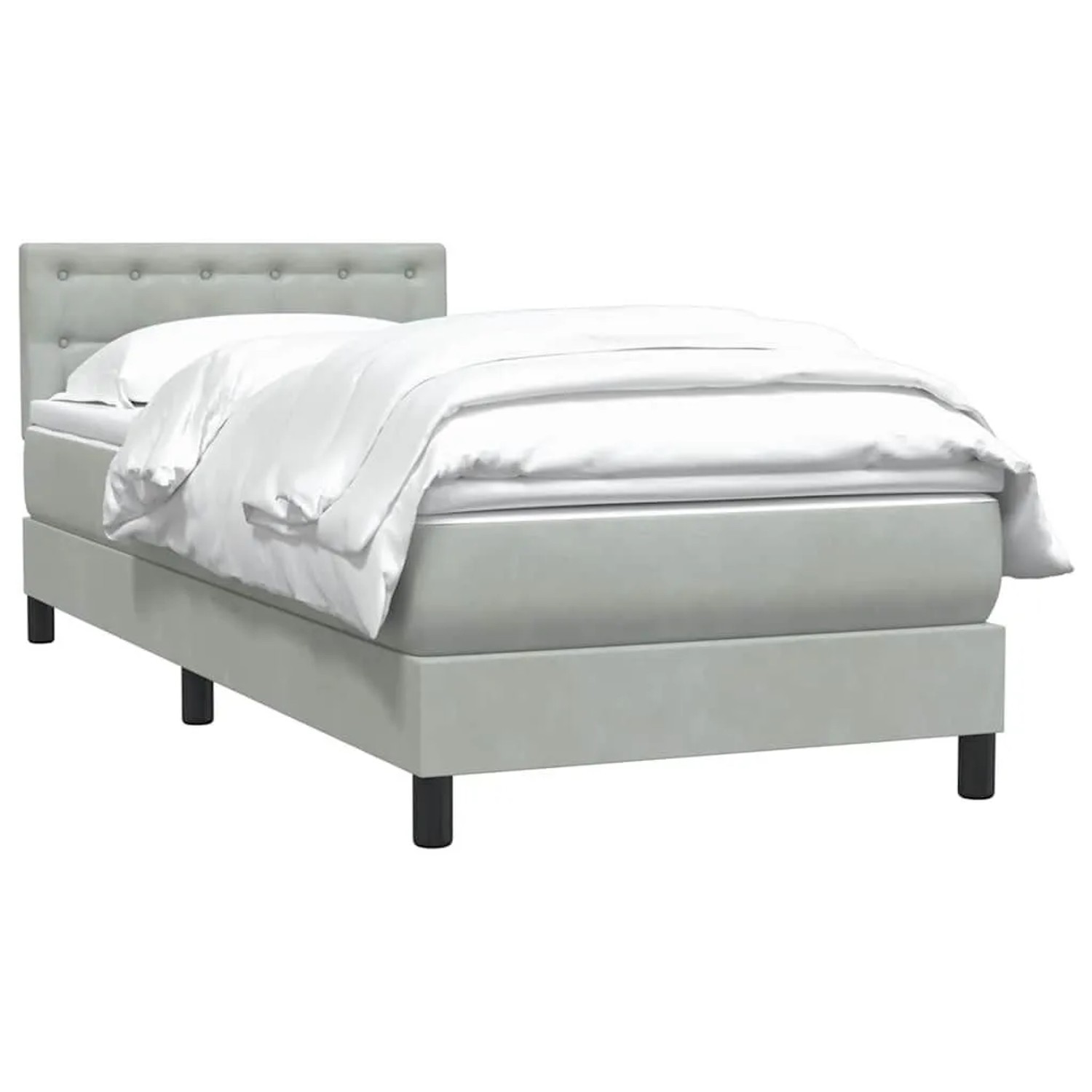 vidaXL Boxspringbett mit Matratze Hellgrau 80x210 cm Samt 3316569