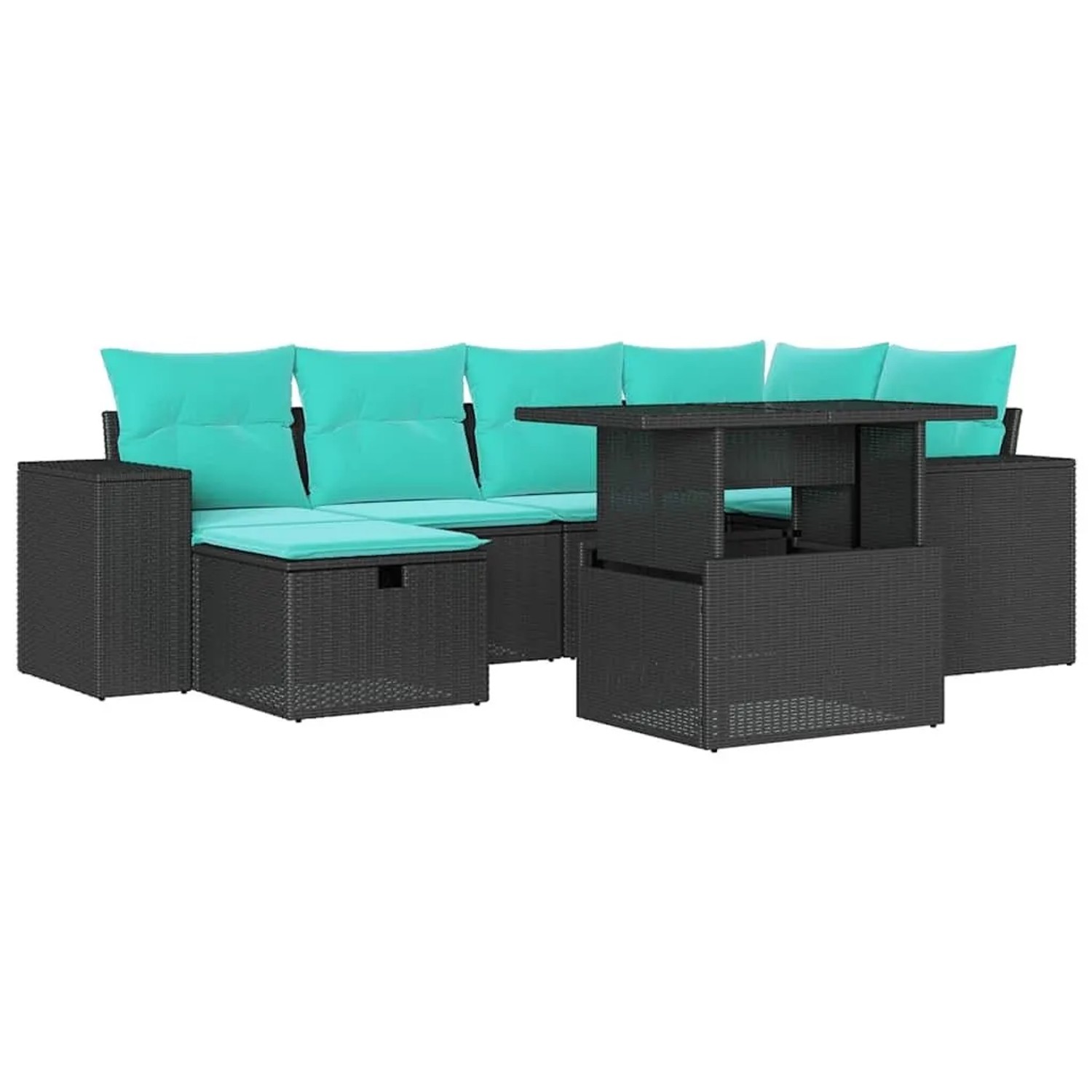 vidaXL 7-Tlg Gartensofa-Set mit Kissen Schwarz Polyrattan 3275297 günstig online kaufen
