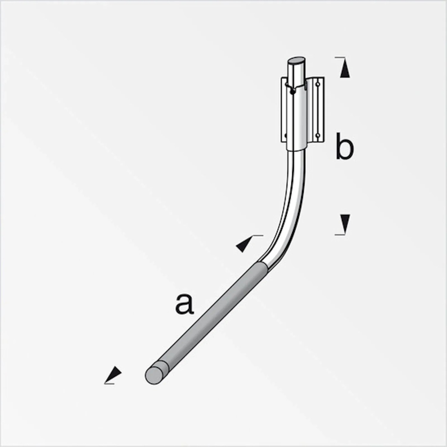 Technisches Diagramm SOTECH OrgaTech Fahrrad-Wandhalter aus verzinktem Stahl mit gummiertem Überzug und Montageplatte.