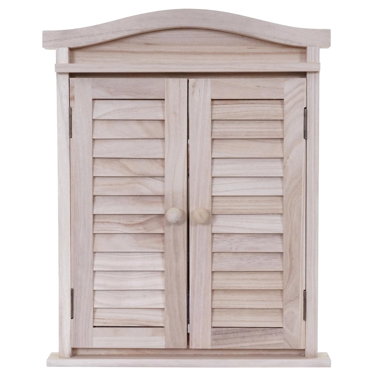 Naturbrauner MCW Wandspiegel mit Fensterläden aus Holz, ideal für Bad und Flur.