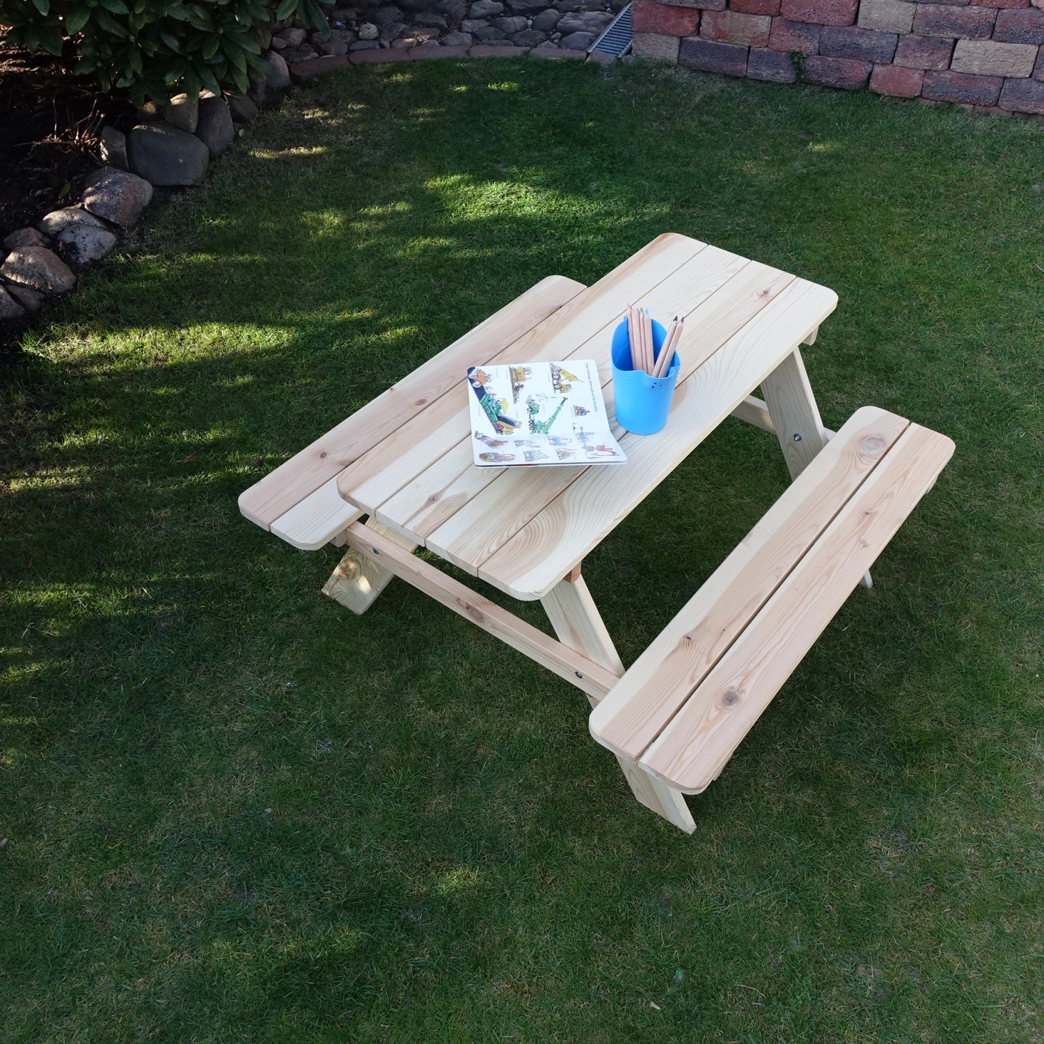 Promadino Limobank aus Kiefernholz, natur, für Kinder. Gartenbank für den Außenbereich.