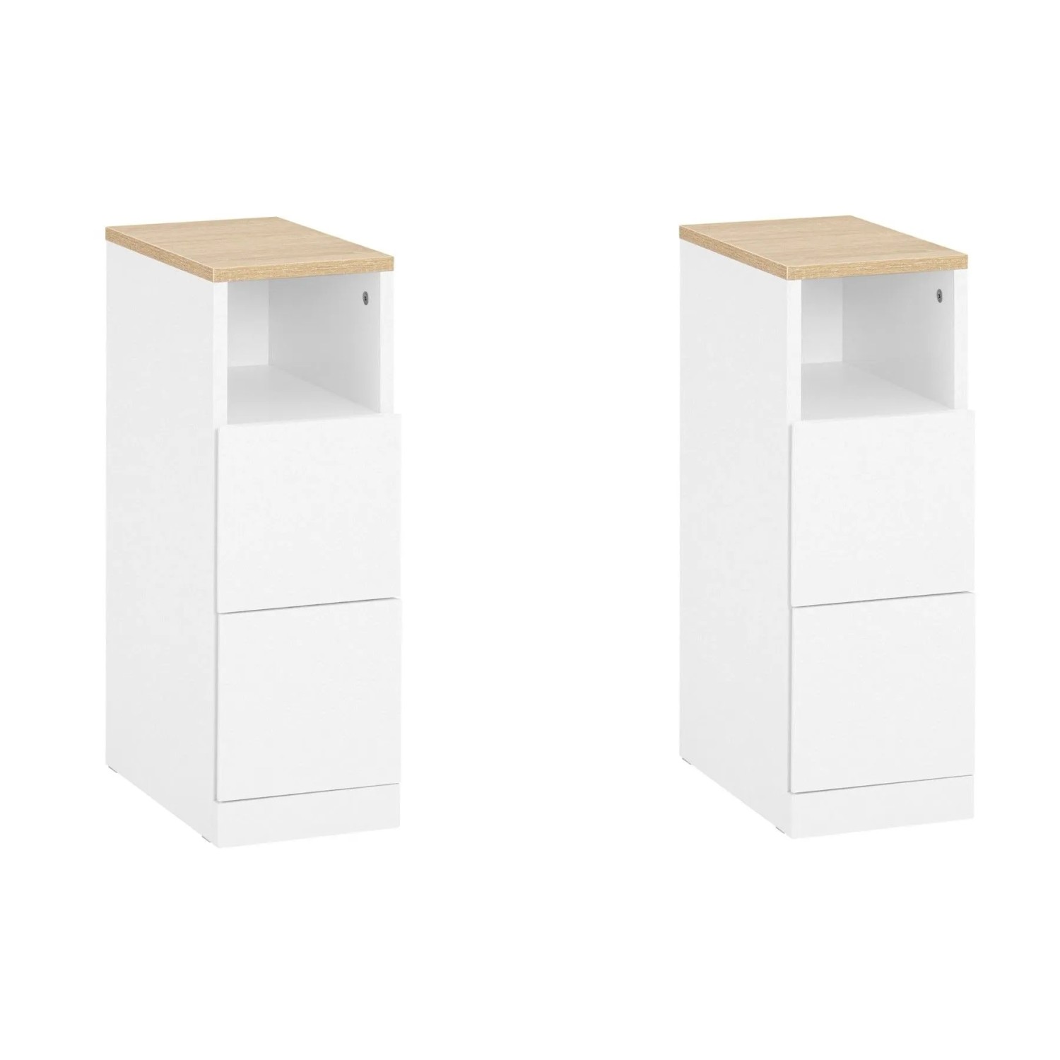 SoBuy 2er Set Nachttisch Schmal mit 2 Schubladen 20cm Breite Nischenschrank 20x60x35cm FBT149-WNx2