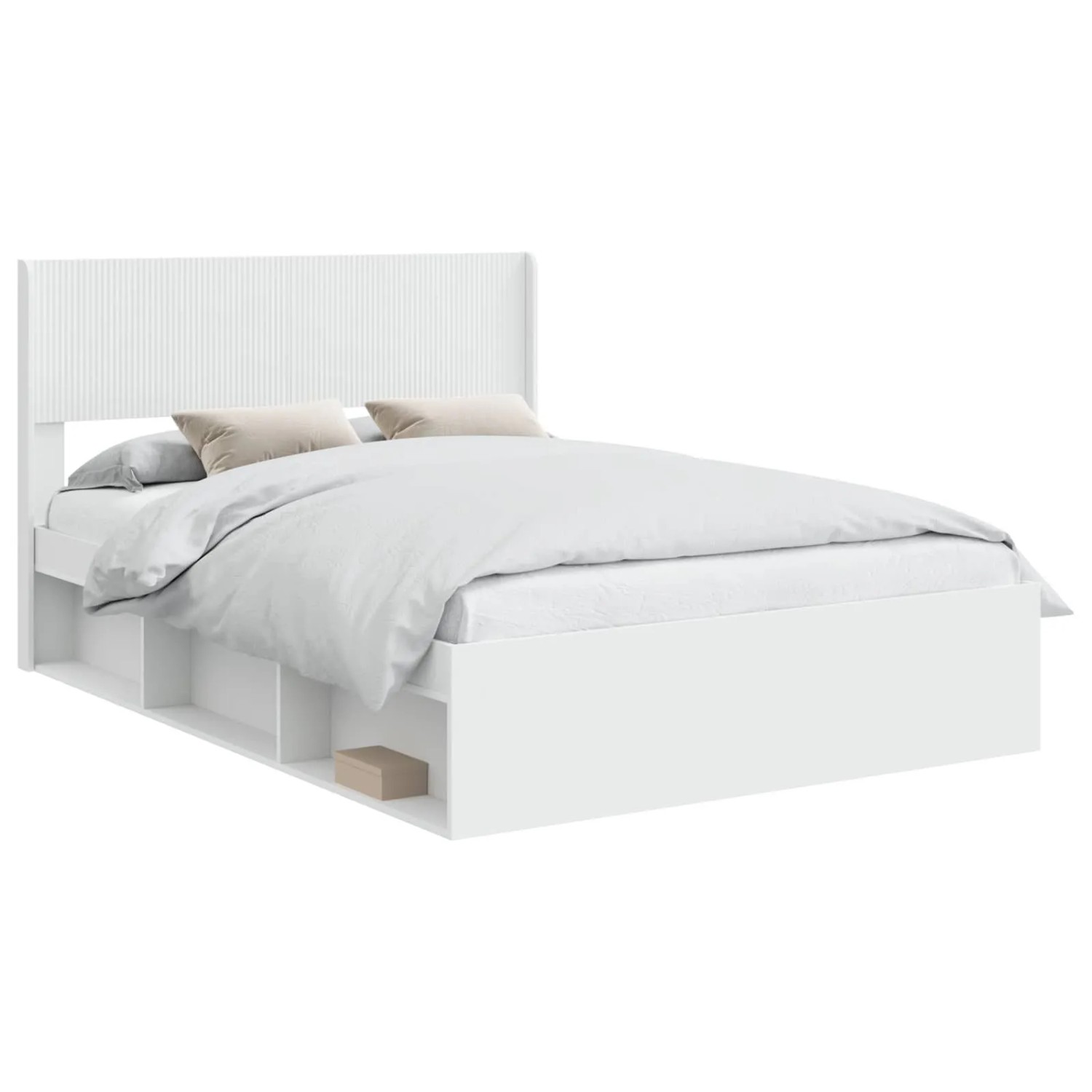 vidaXL Bettgestell mit Stauraum und Kopfteil Weiß 150 x 200 cm 3414195