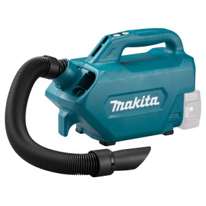 Makita Akku-Staubsauger DCL184Z (18 V) in Türkis mit Schlauch und Düse.