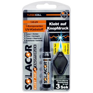 Boldt UV-Kleber Solacor Rocket Turbocoll 5g Starter-Set mit UV-Beamer für Lackreparatur.