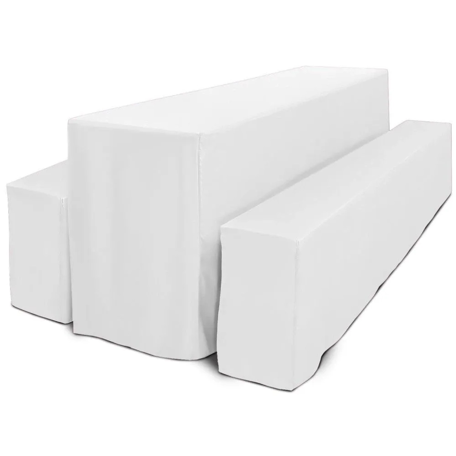 Beautissu 3tlg Biertischhussen Set für Bierzeltgarnitur 220x50cm Weiß