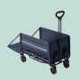 Blauer Relaxdays Bollerwagen aus Stahl, faltbar mit Heckklappe. Ideal für Camping & Freizeit.
