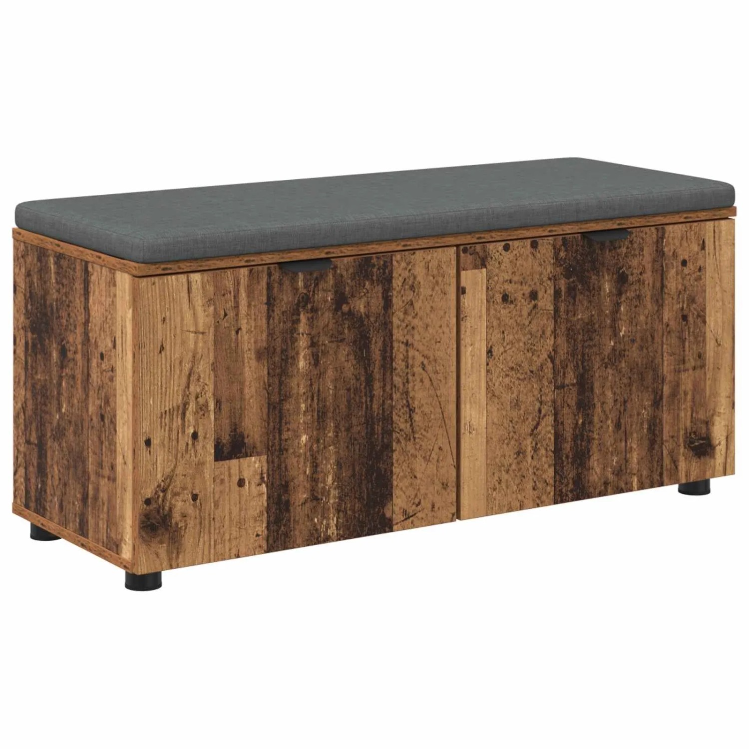 vidaXL Flurbank mit Kissen mit Regal mit Tür Altholz 100 x 38 x 46 cm 891494