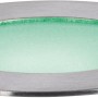 Runder Paulmann Plug & Shine RGBW Bodeneinbaustrahler mit grünem Licht, Teil des Außenbeleuchtungssystems.