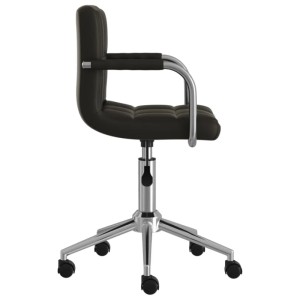 Drehbarer, schwarzer Esszimmerstuhl aus Kunstleder mit Chromgestell. Moderner Look für Esszimmer und Küche.