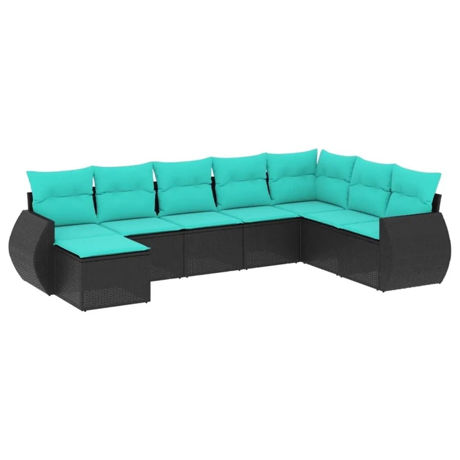 vidaXL 8-Tlg Gartensofa-Set mit Kissen Schwarzes Polyrattan 3221756