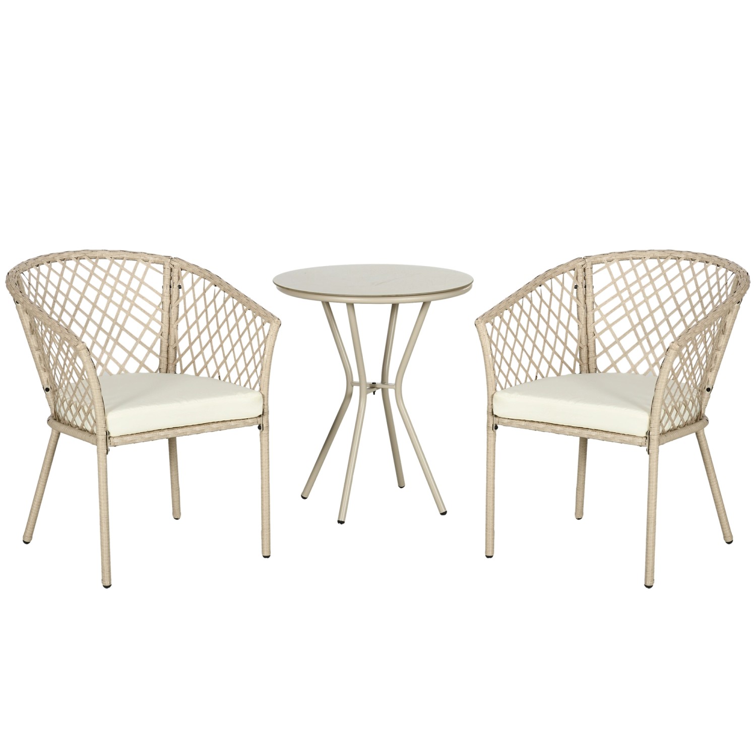 Outsunny Gartenmöbel Set Polyester Rattan Khaki 65L x 63B x 81H cm günstig online kaufen