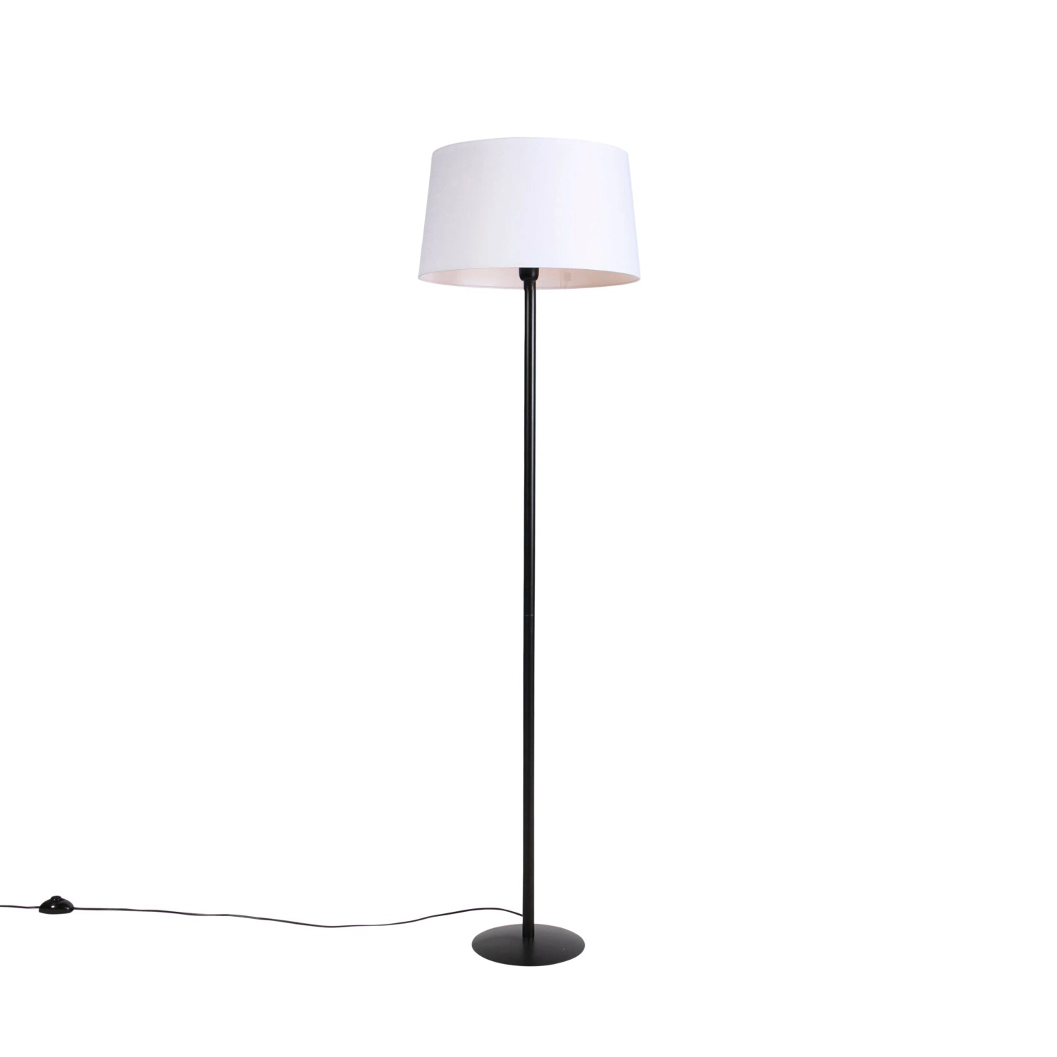 QAZQA Schwarze Stehlampe mit Leinenschirm Weiß 45 cm Simplo
