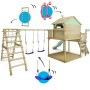 Wickey Spielturm Smart Ocean mit Rutsche, Schaukeln und Kletterwand in Pastellgrün.