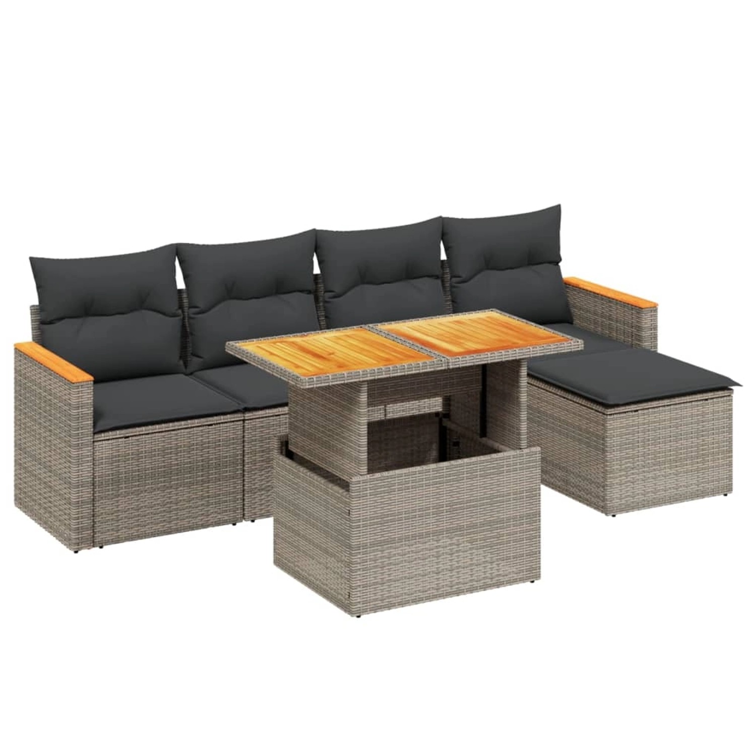 vidaXL 6-Tlg Garten-Sofagarnitur mit Kissen Grau Poly Rattan 3273055 günstig online kaufen