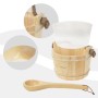 LuxeBath Saunazubehör-Set: Kiefernholz Aufgusskübel mit Seilgriff, transparentem Einsatz und Schöpfkelle.