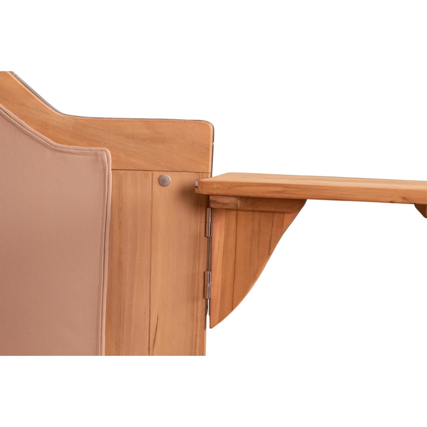 Detailansicht: Teak Strandkorb Rantum Grande mit Bistrotisch.